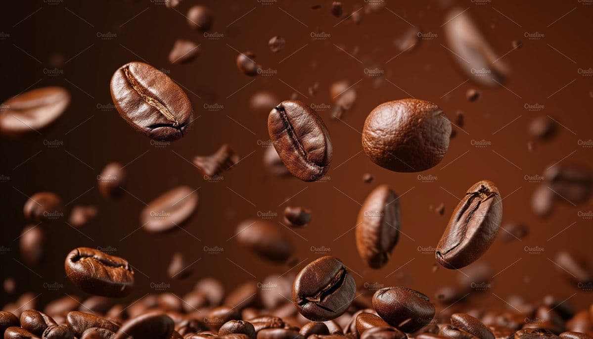 Fresh roasted coffee beans closeup